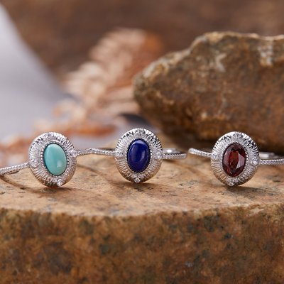 S925 Sterling Silver Ring With Natural Opal Cabochon for Women